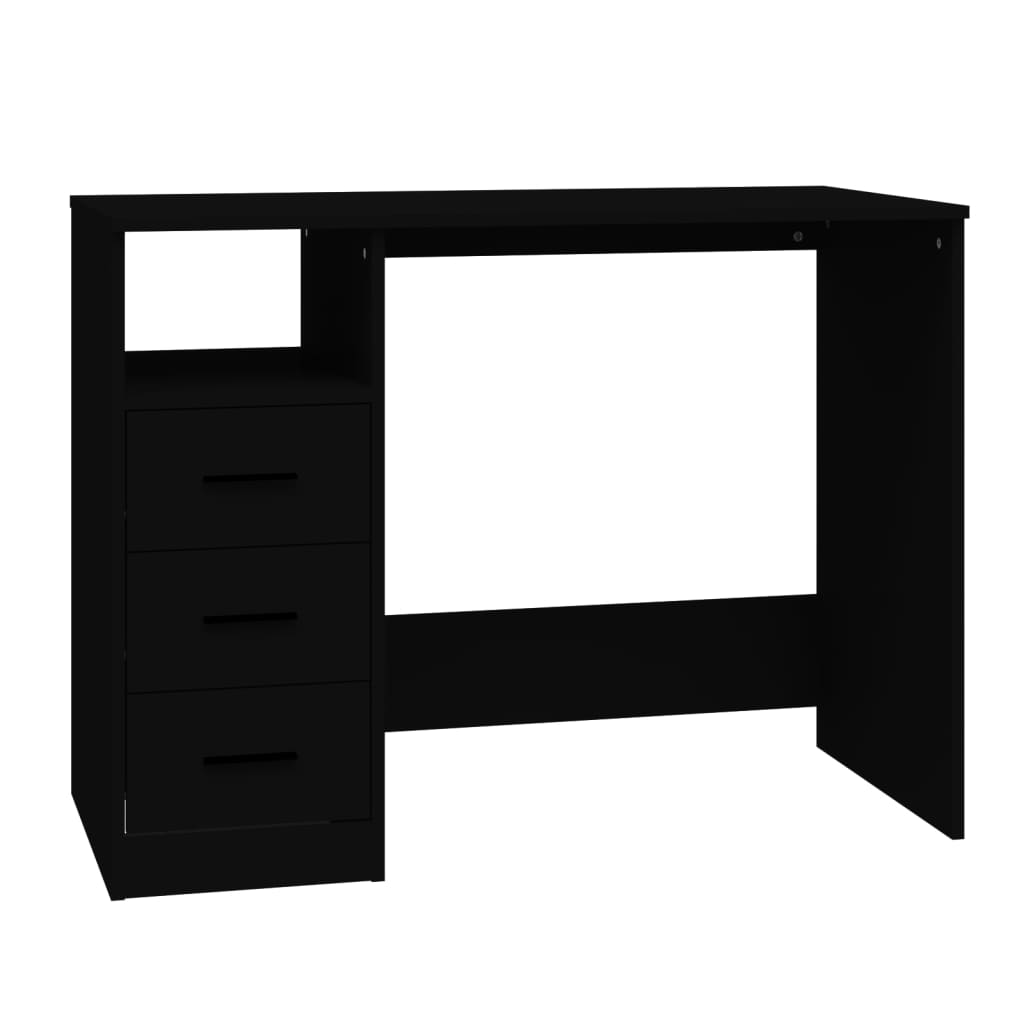 Desk with Drawers Black 102x50x76 cm Engineered Wood - Newstart Furniture