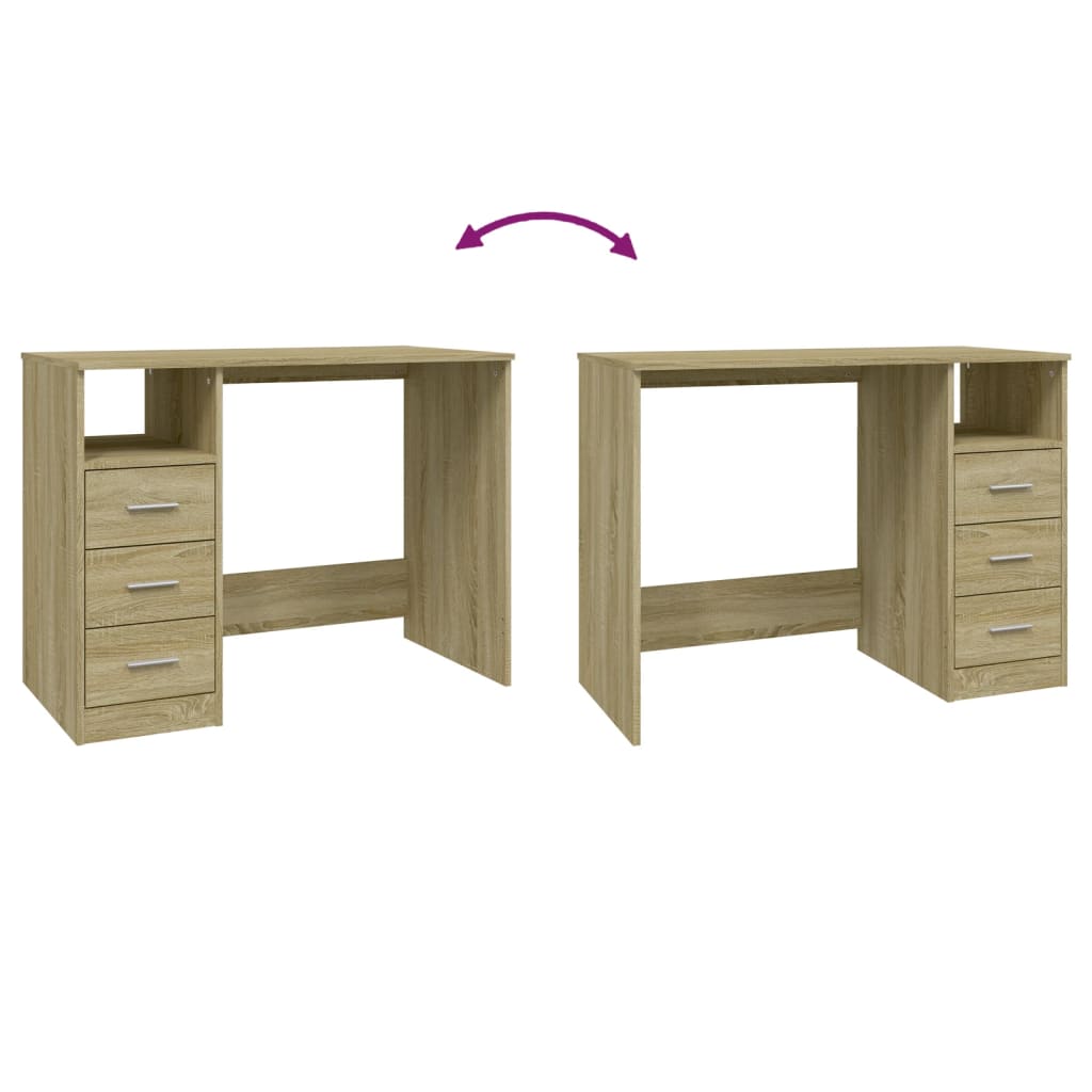 Desk with Drawers Sonoma Oak 102x50x76 cm Engineered Wood - Newstart Furniture