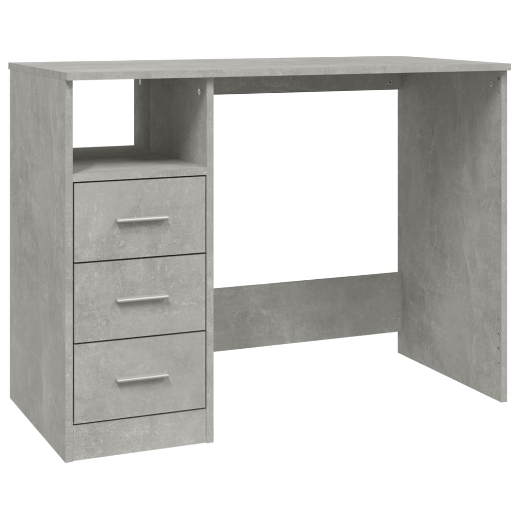 Desk with Drawers Concrete Grey 102x50x76 cm Engineered Wood - Newstart Furniture