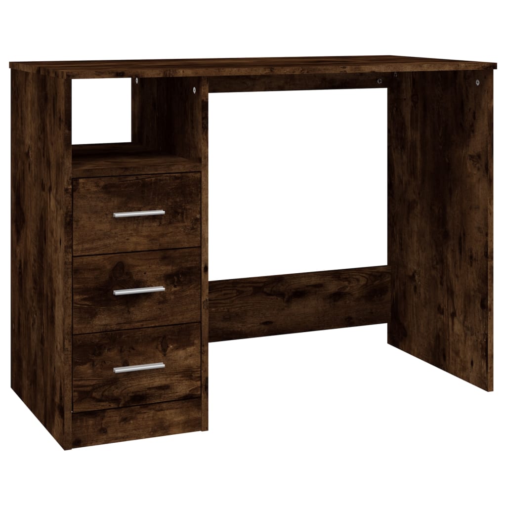Desk with Drawers Smoked Oak 102x50x76 cm Engineered Wood - Newstart Furniture