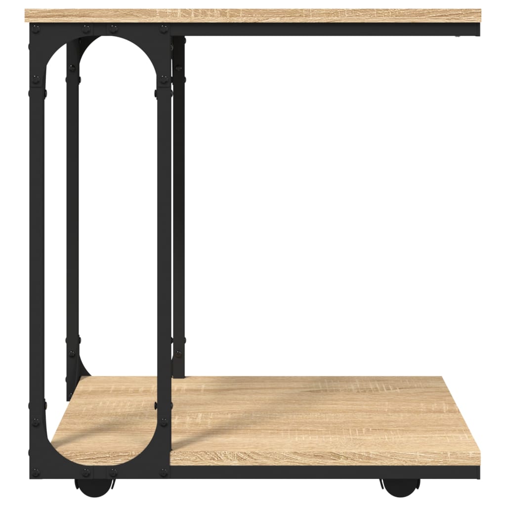 Side Table with Wheels Sonoma Oak 50x35x55.5cm Engineered Wood - Newstart Furniture