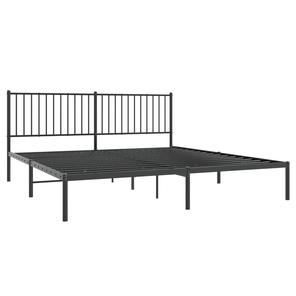 Metal Bed Frame with Headboard Black 183x203 cm King - Newstart Furniture
