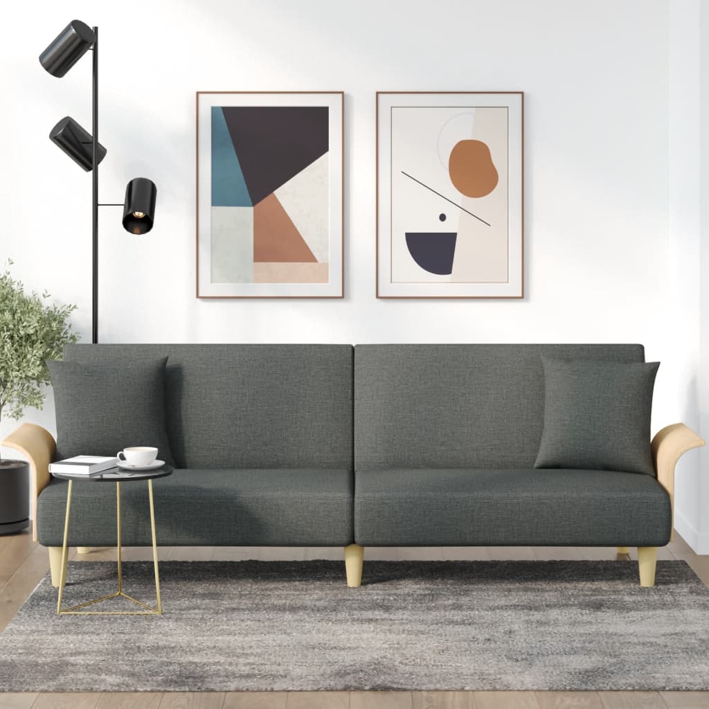 Sofa Bed with Armrests Dark Grey Fabric - Newstart Furniture