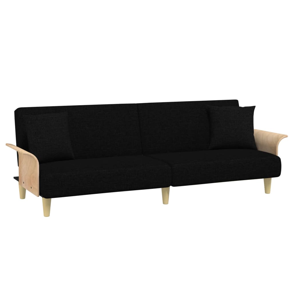 Sofa Bed with Armrests Black Fabric - Newstart Furniture