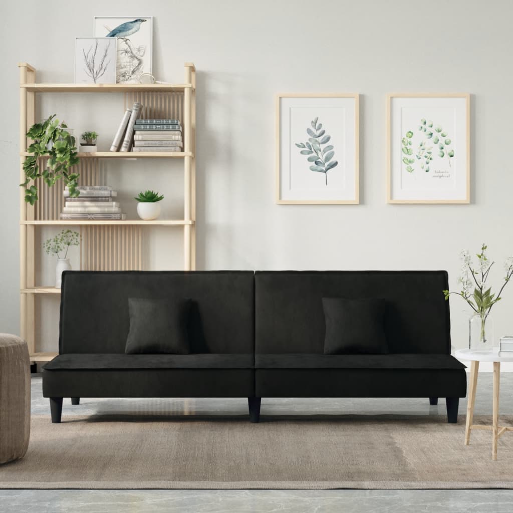 Sofa Bed Black Velvet - Newstart Furniture