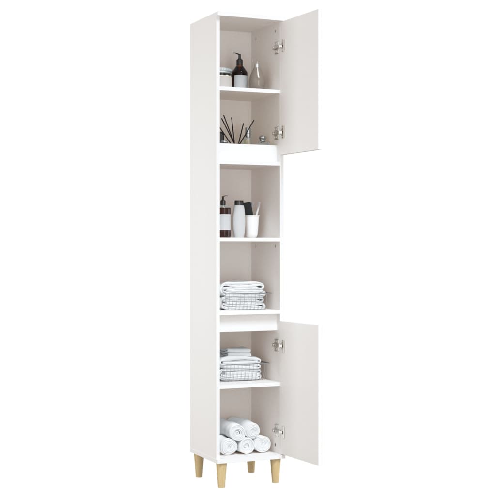 Bathroom Cabinet White 30x30x190 cm Engineered Wood - Newstart Furniture