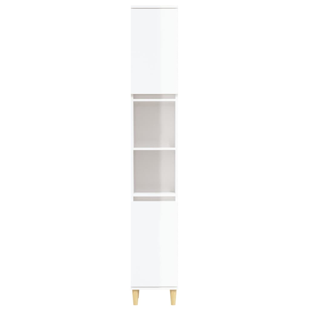 Bathroom Cabinet High Gloss White 30x30x190 cm Engineered Wood - Newstart Furniture