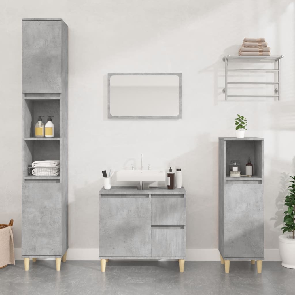 Bathroom Cabinet Concrete Grey 30x30x190 cm Engineered Wood - Newstart Furniture