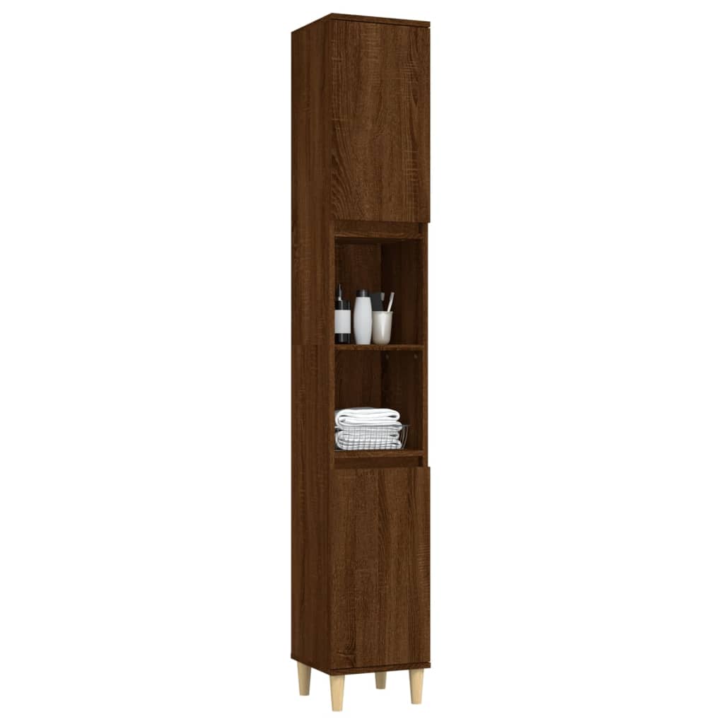 Bathroom Cabinet Brown Oak 30x30x190 cm Engineered Wood - Newstart Furniture