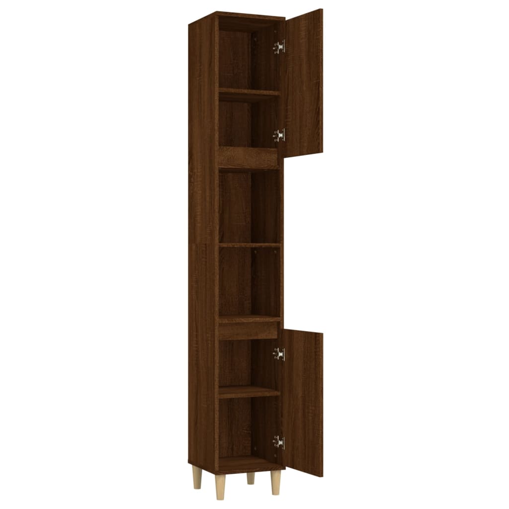 Bathroom Cabinet Brown Oak 30x30x190 cm Engineered Wood - Newstart Furniture