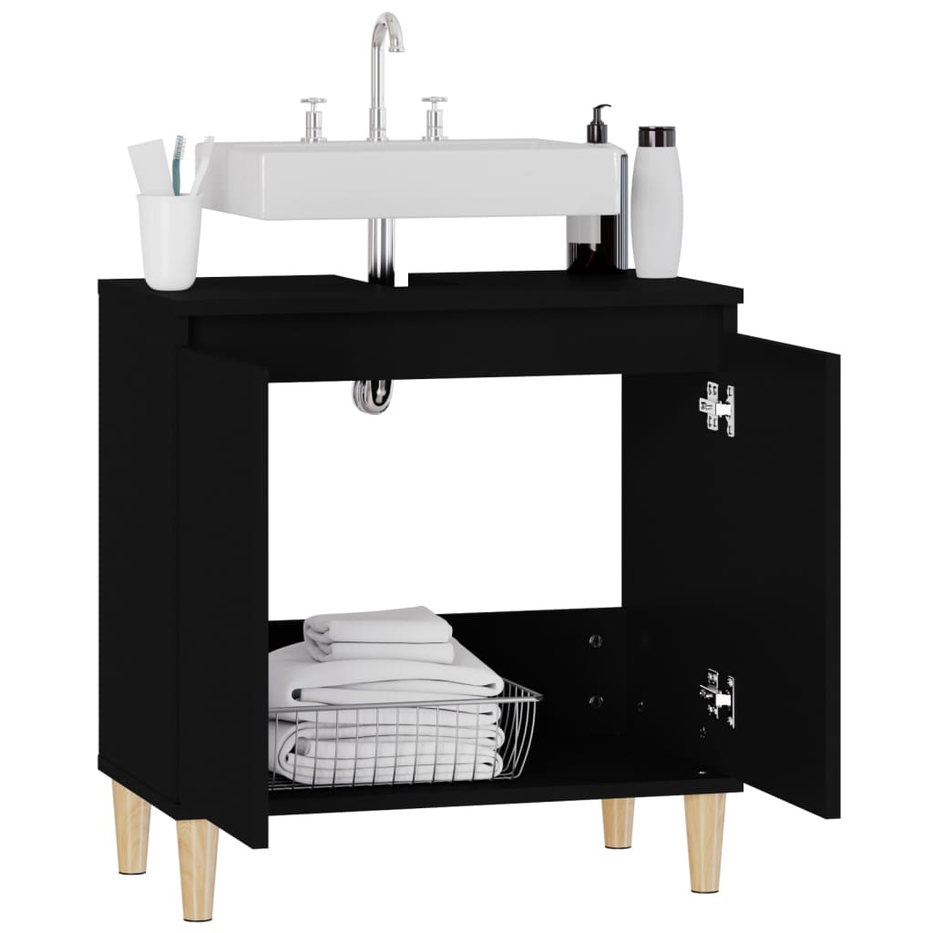 Sink Cabinet Black 58x33x60 cm Engineered Wood - Newstart Furniture