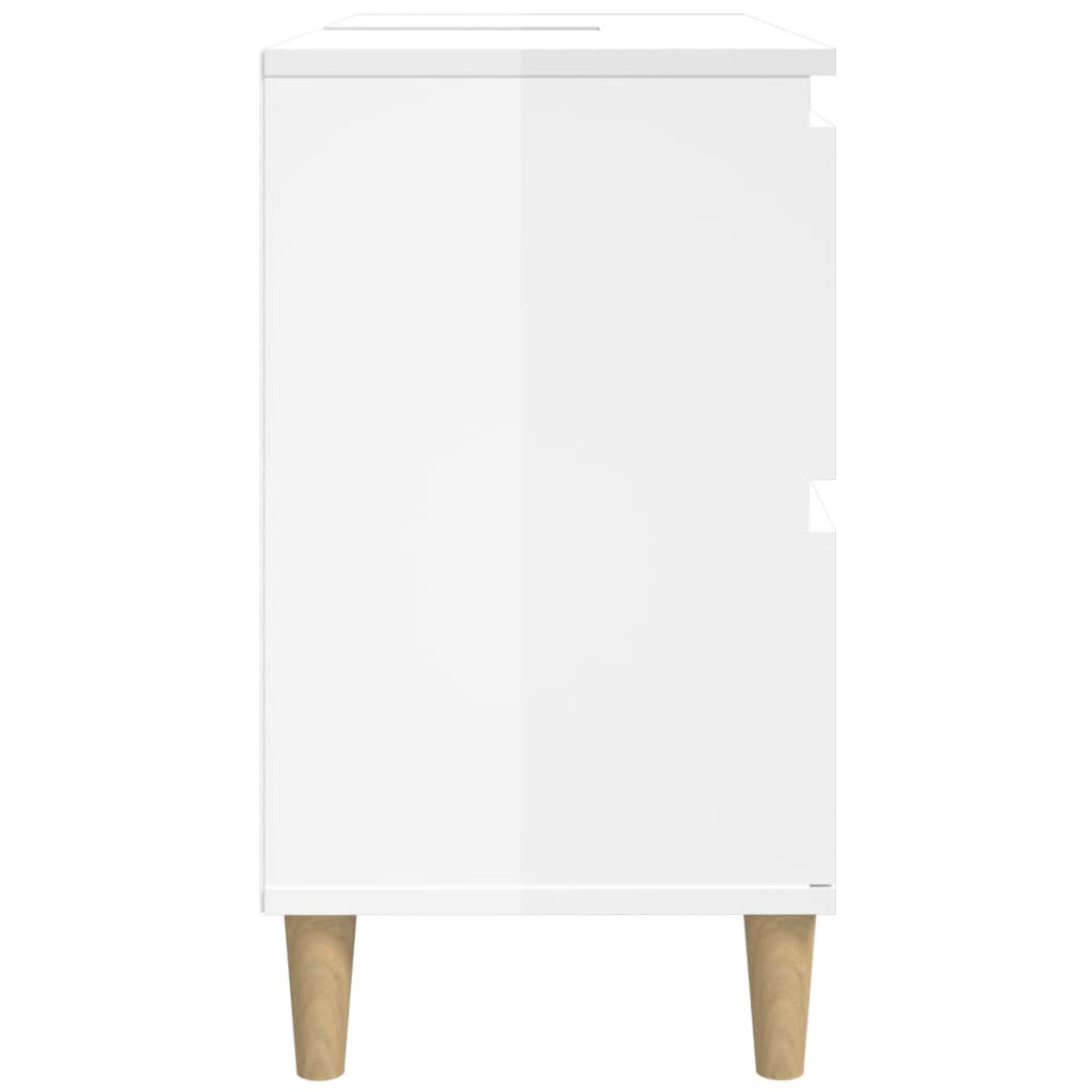 Sink Cabinet High Gloss White 80x33x60 cm Engineered Wood - Newstart Furniture