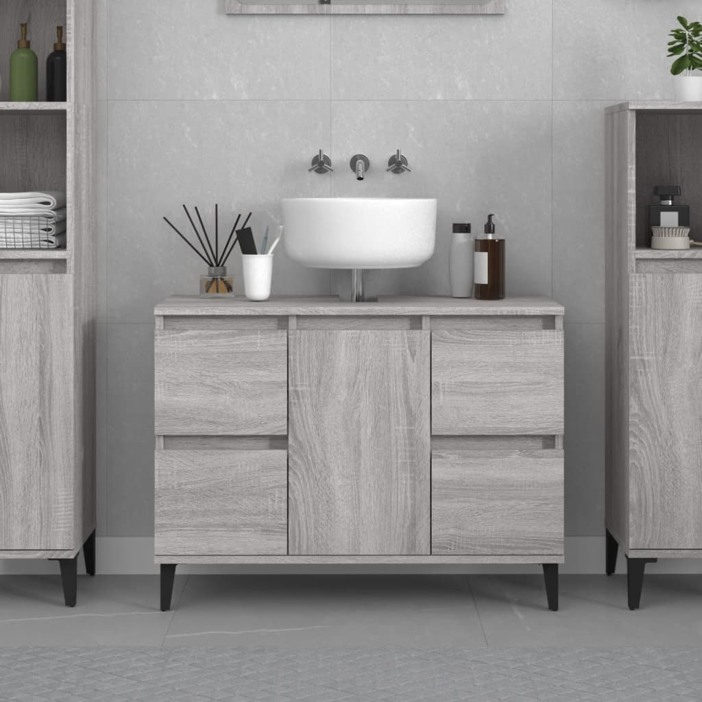 Sink Cabinet Grey Sonoma 80x33x60 cm Engineered Wood - Newstart Furniture