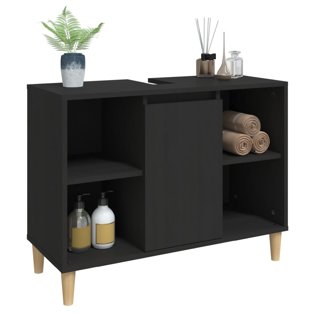 Sink Cabinet Black 80x33x60 cm Engineered Wood - Newstart Furniture