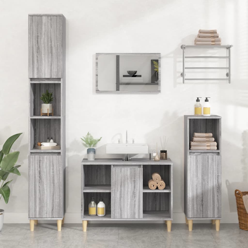 Sink Cabinet Grey Sonoma 80x33x60 cm Engineered Wood - Newstart Furniture