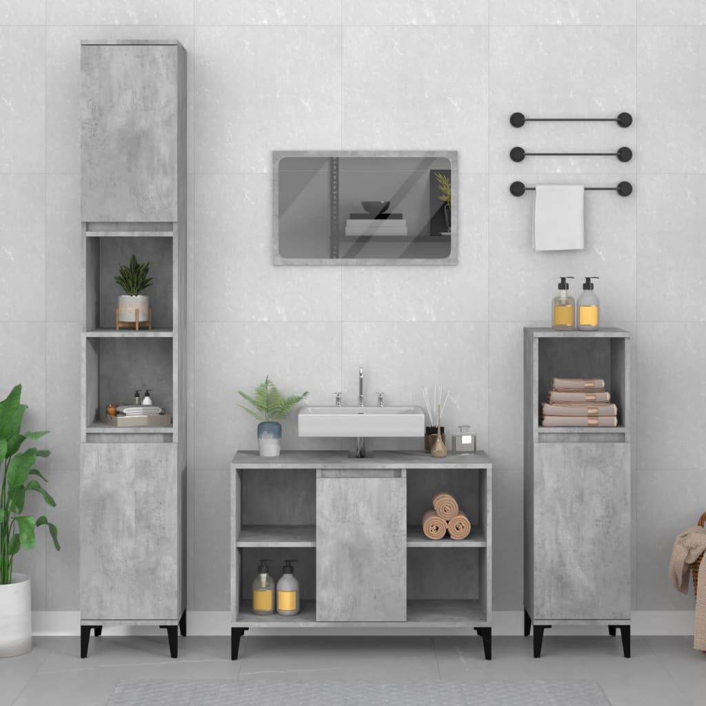Sink Cabinet Concrete Grey 80x33x60 cm Engineered Wood - Newstart Furniture