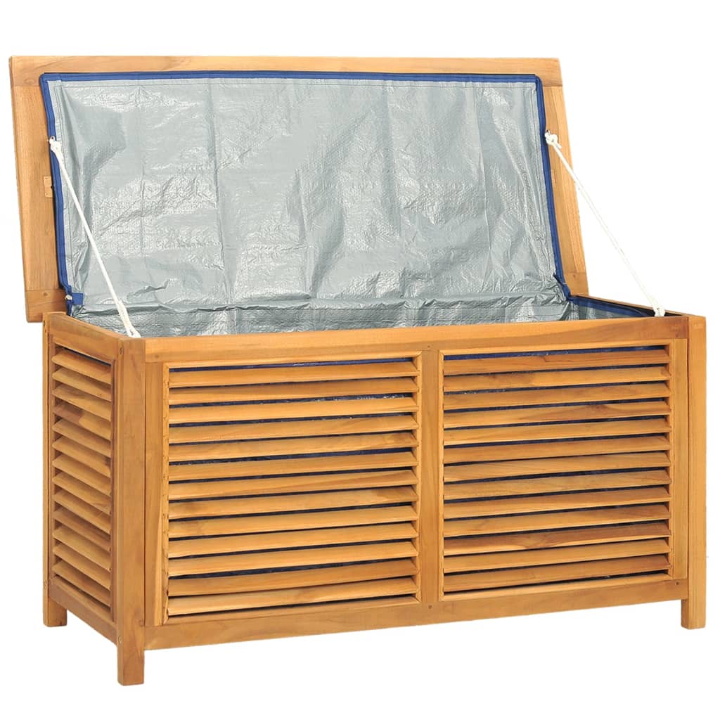 Garden Storage Box with Bag 114x50x58 cm Solid Wood Teak - Newstart Furniture