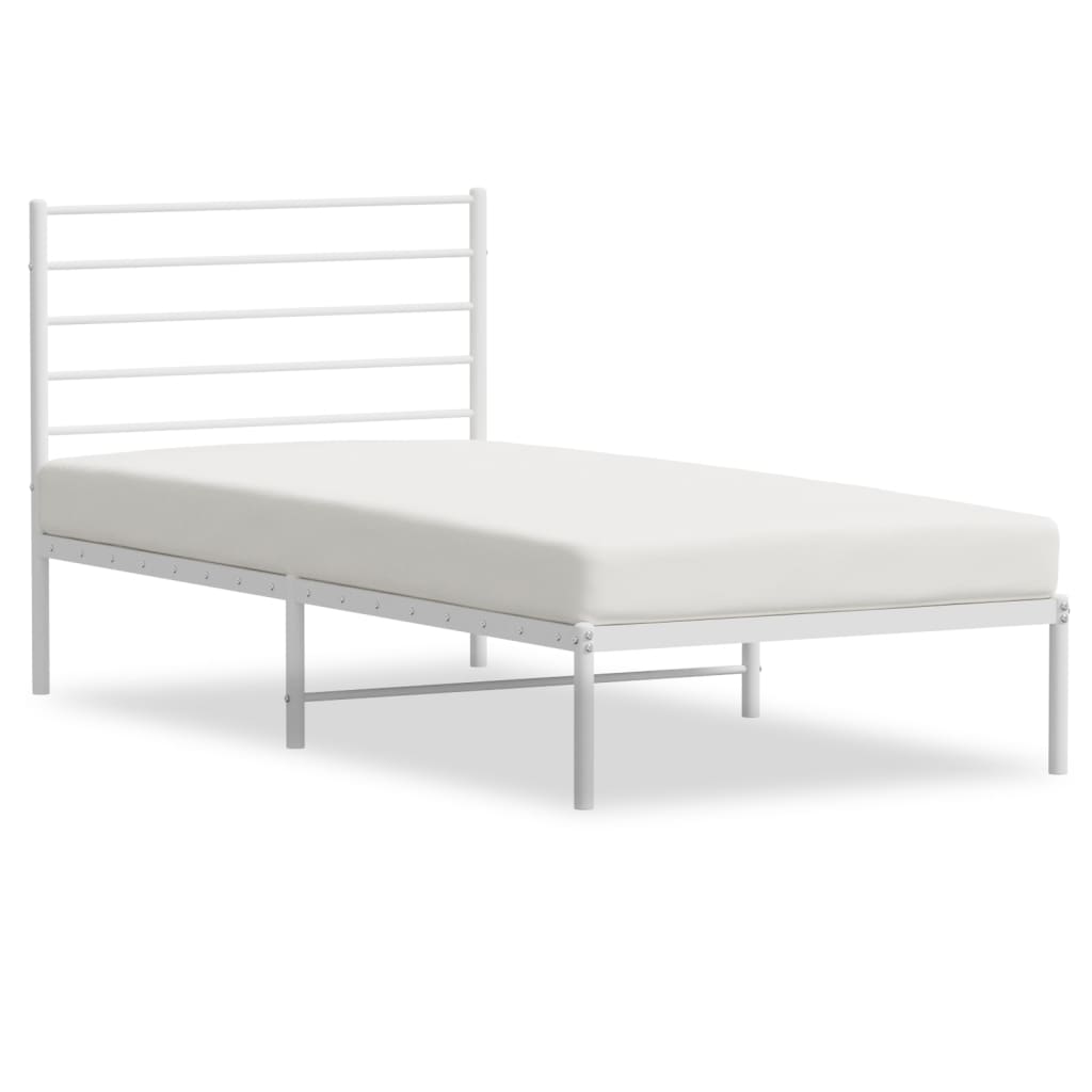 Metal Bed Frame with Headboard White 92x187 cm Single - Newstart Furniture