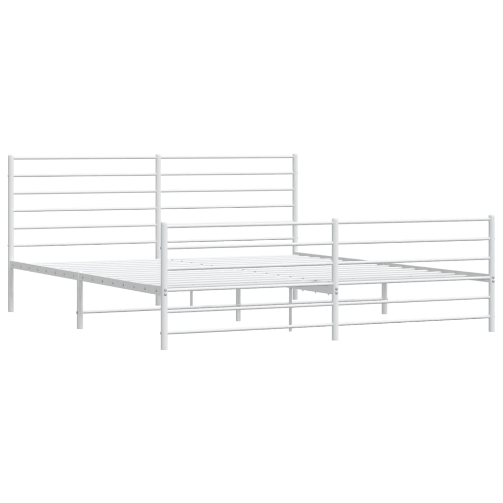 Metal Bed Frame with Headboard and Footboard White 183x203 cm King - Newstart Furniture