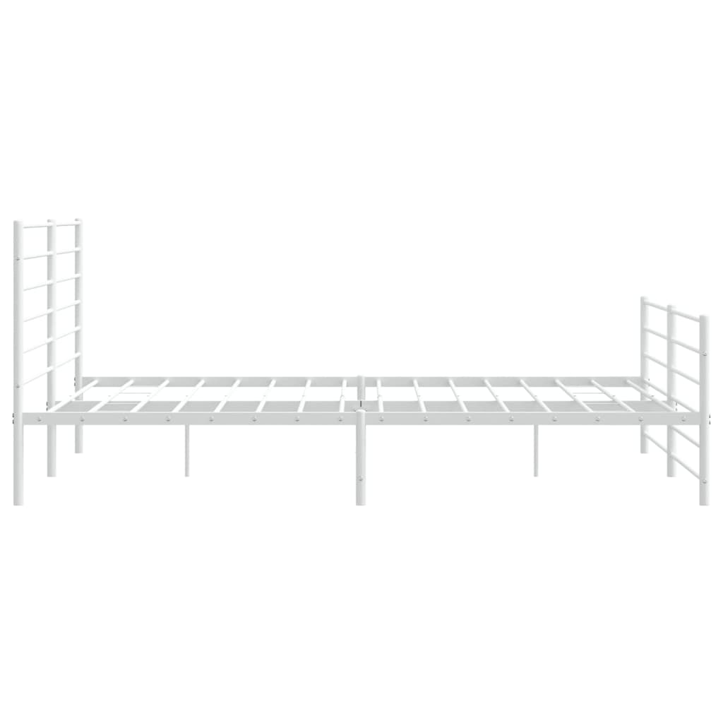 Metal Bed Frame with Headboard and Footboard White 183x203 cm King - Newstart Furniture