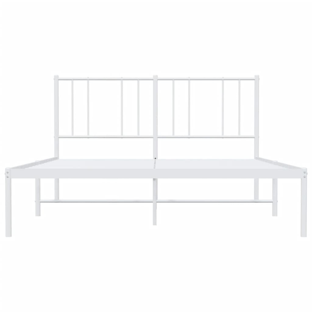 Metal Bed Frame with Headboard White 153x203 cm Queen Size - Newstart Furniture