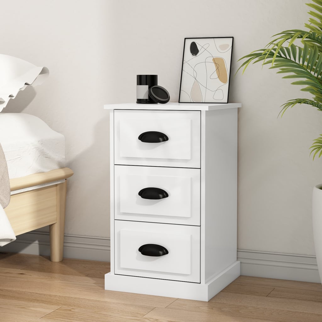 Bedside Cabinet High Gloss White 39x39x67 cm Engineered Wood - Newstart Furniture