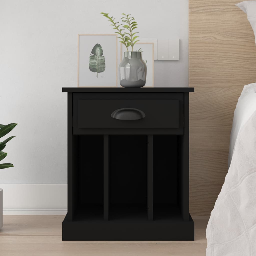 Bedside Cabinet Black 43x36x50 cm - Newstart Furniture