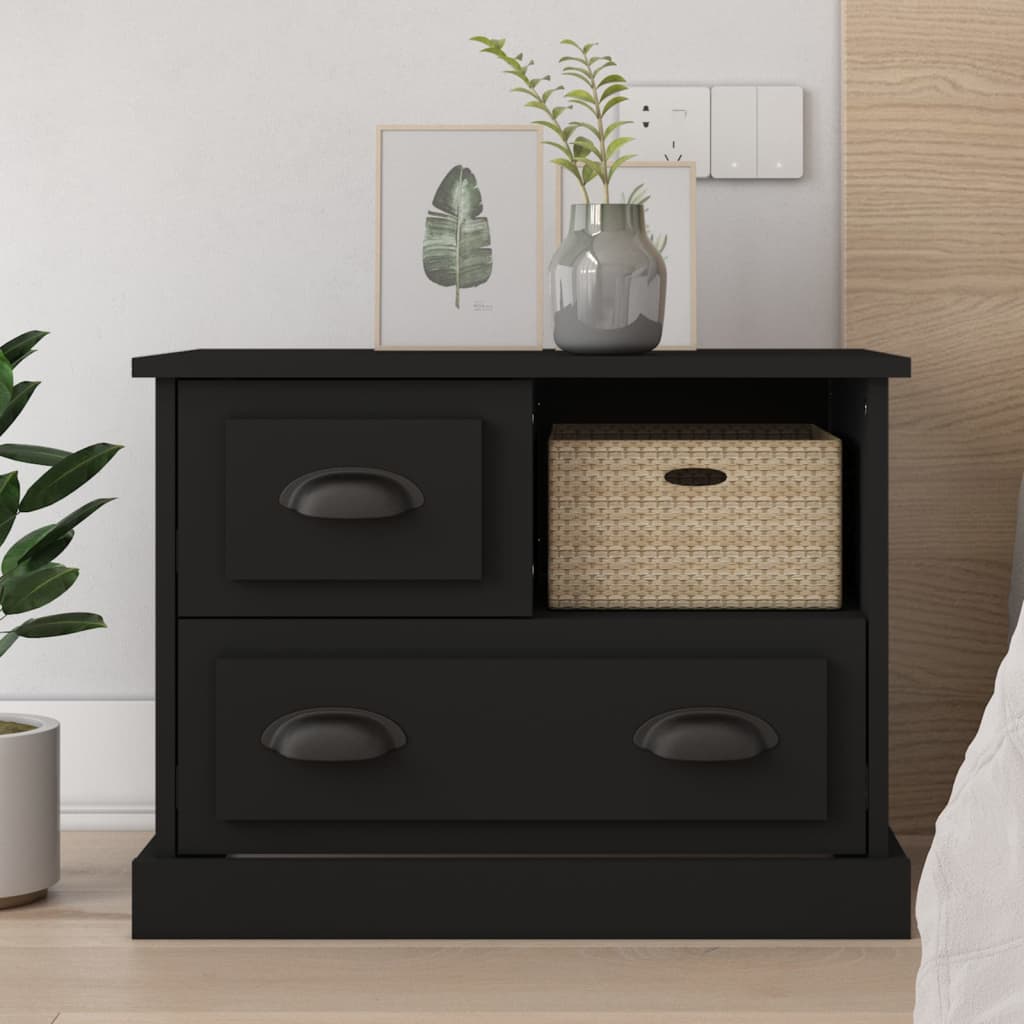 Bedside Cabinet Black 60x39x45 cm - Newstart Furniture