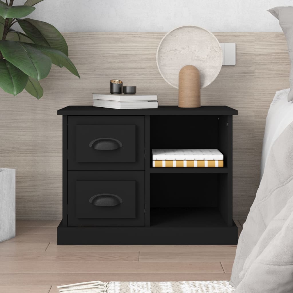 Bedside Cabinet Black 60x35.5x45 cm - Newstart Furniture