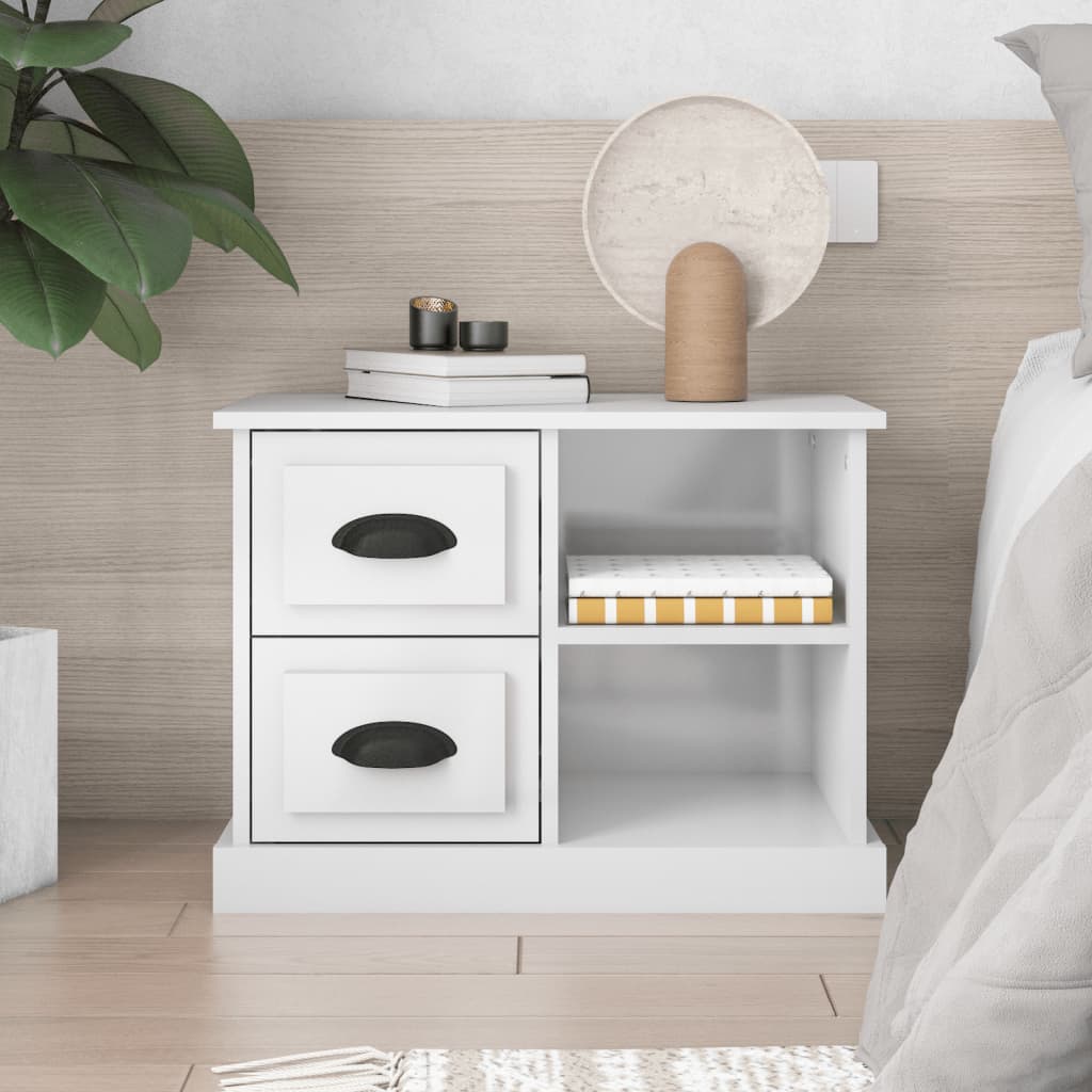 Bedside Cabinet High Gloss White 60x35.5x45 cm - Newstart Furniture
