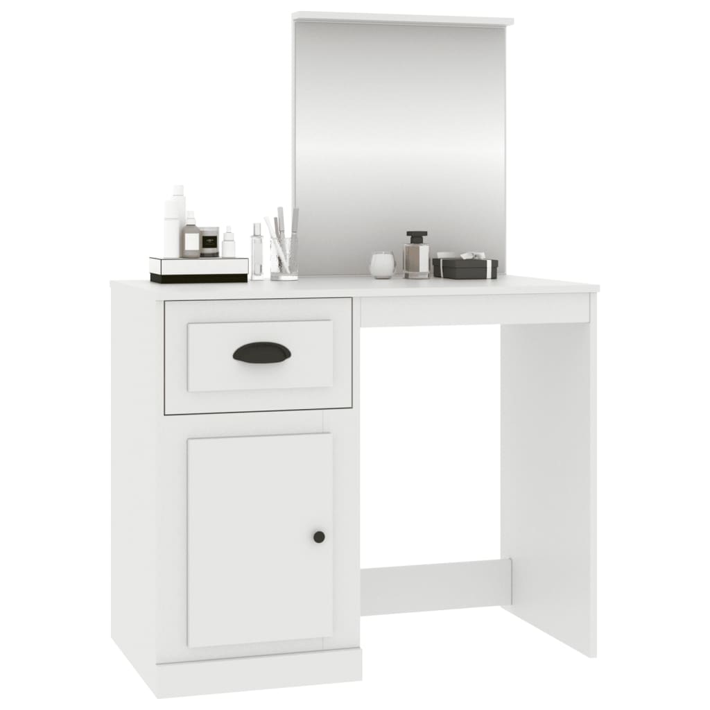 Dressing Table with Mirror White 90x50x132.5 cm Engineered Wood - Newstart Furniture