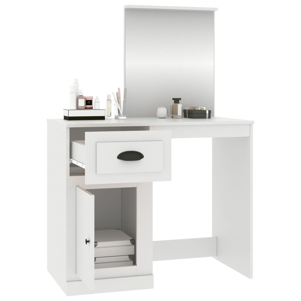 Dressing Table with Mirror White 90x50x132.5 cm Engineered Wood - Newstart Furniture