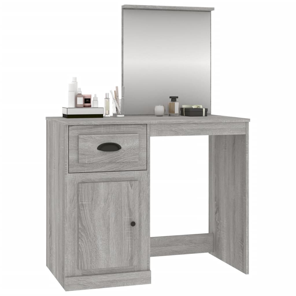 Dressing Table with Mirror Grey Sonoma 90x50x132.5 cm Engineered Wood - Newstart Furniture