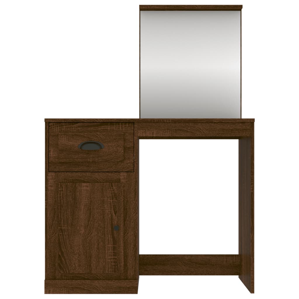 Dressing Table with Mirror Brown Oak 90x50x132.5 cm Engineered Wood - Newstart Furniture