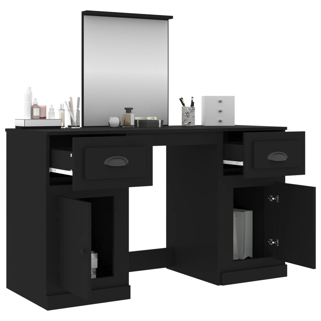 Dressing Table with Mirror Black 130x50x132.5 cm - Newstart Furniture