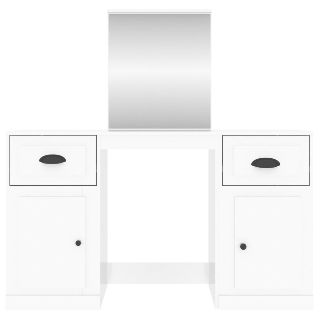 Dressing Table with Mirror High Gloss White 130x50x132.5 cm - Newstart Furniture