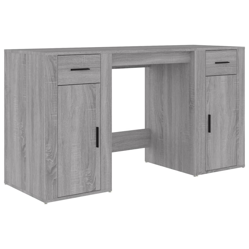 Desk with Cabinet Grey Sonoma Engineered Wood - Newstart Furniture