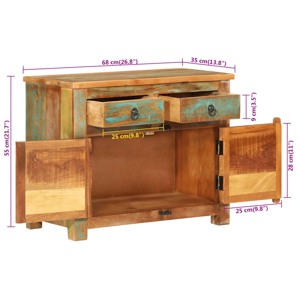 Sideboard 68x35x55 cm Solid Wood Reclaimed - Newstart Furniture