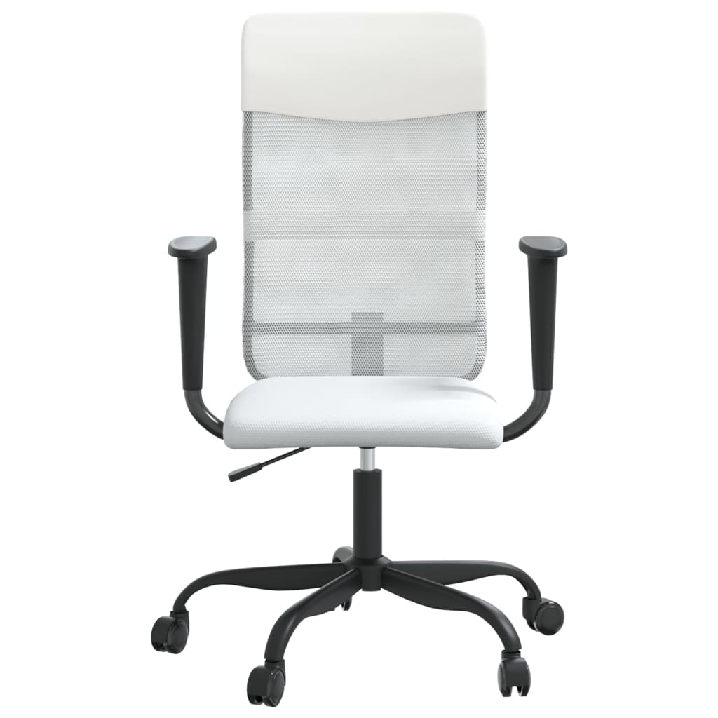 Office Chair White Mesh Fabric and Faux Leather