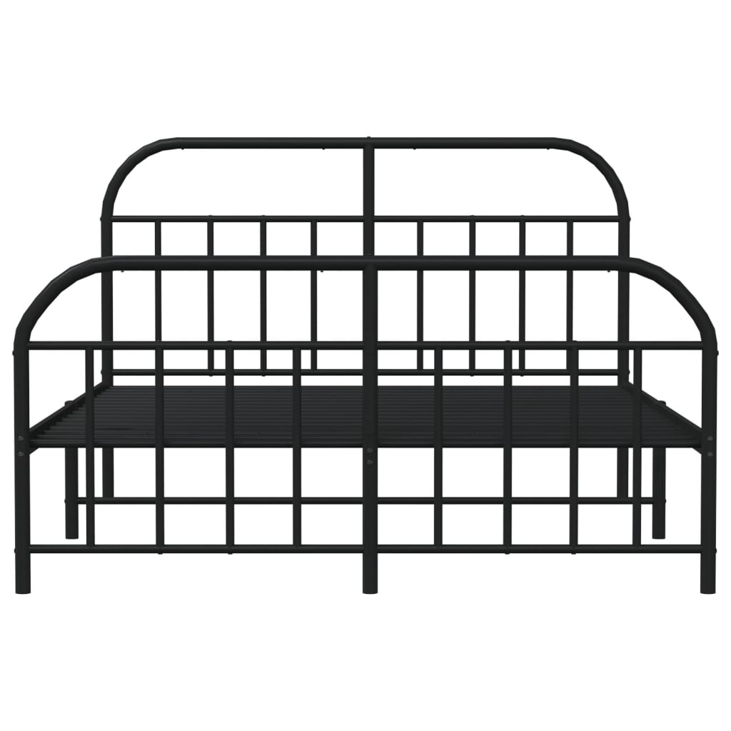 Metal Bed Frame with Headboard and Footboard Black 183x203 cm King - Newstart Furniture