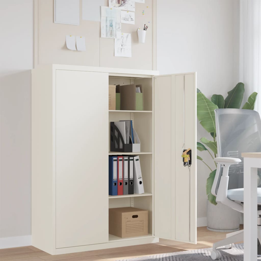File Cabinet White 90x40x140 cm Steel - Newstart Furniture