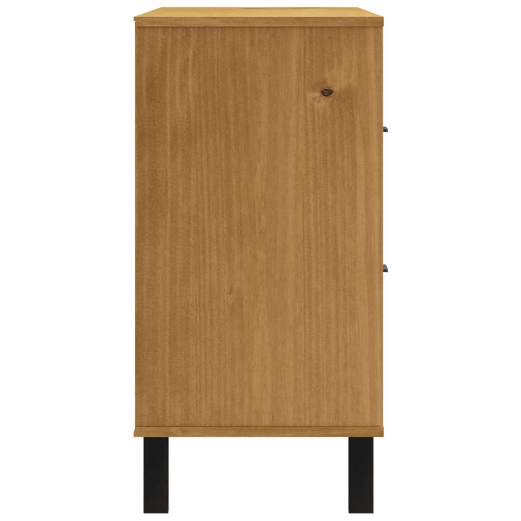 Sideboard with Glass Door FLAM 110x40x80 cm Solid Wood Pine - Newstart Furniture