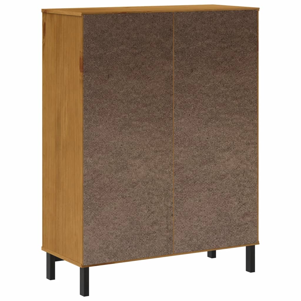 Highboard with Glass Door FLAM 92x40x122.5 cm Solid Wood Pine - Newstart Furniture