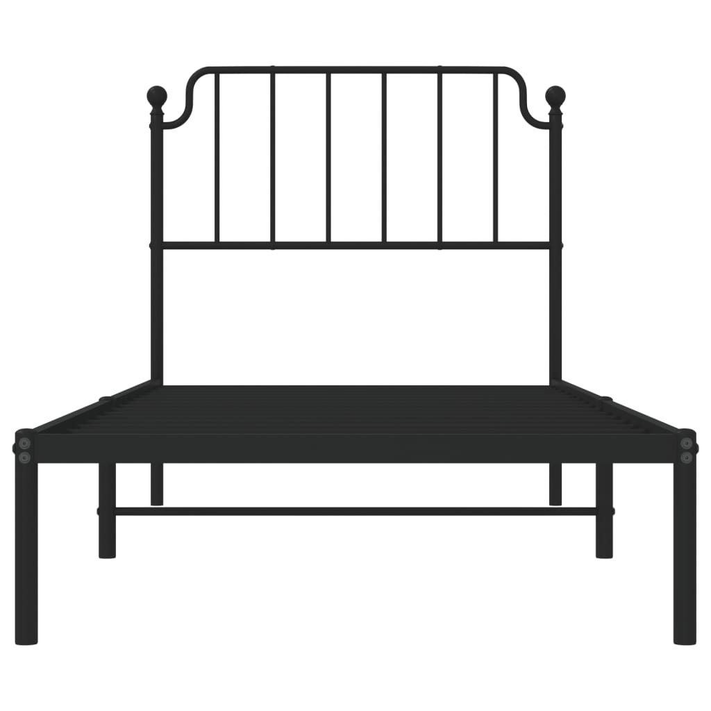 Metal Bed Frame with Headboard Black 92x187 cm Single Size