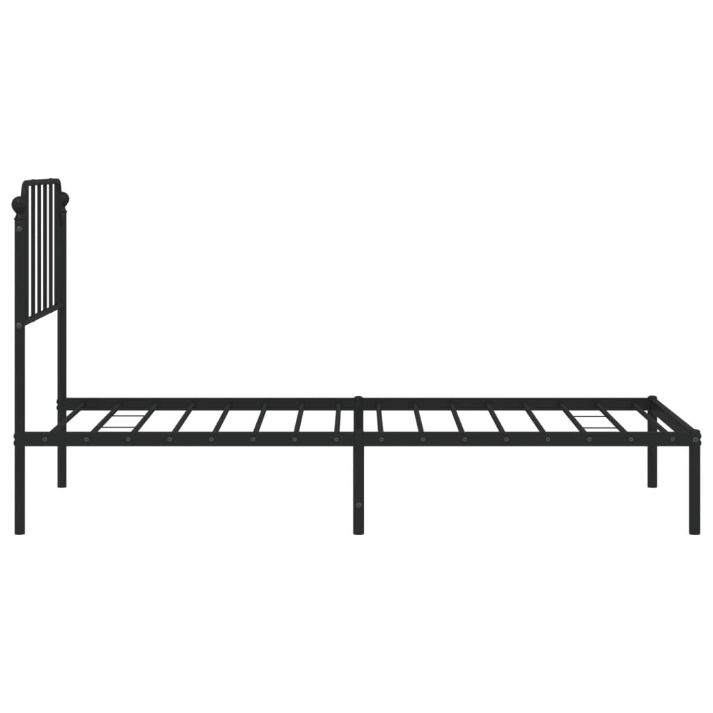 Metal Bed Frame with Headboard Black 92x187 cm Single Size