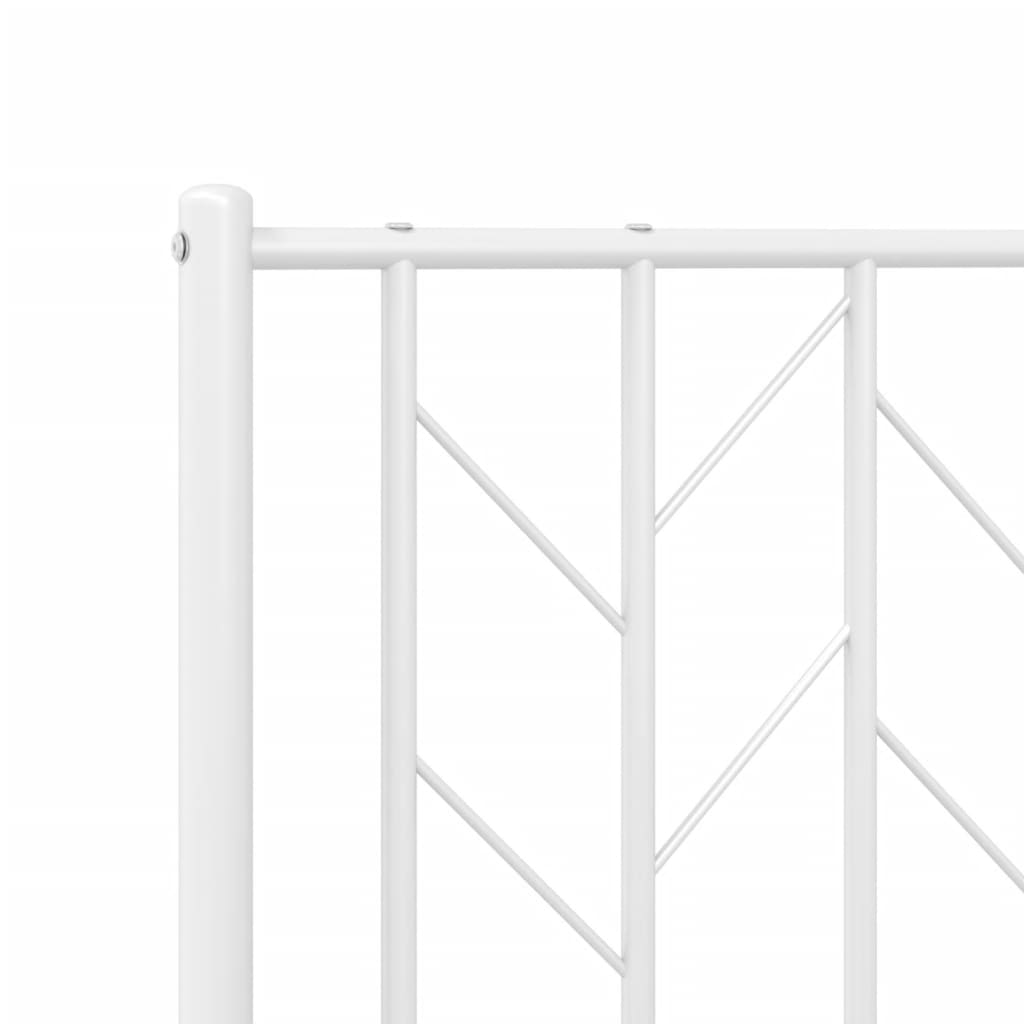 Metal Bed Frame with Headboard and Footboard White 107x203 cm