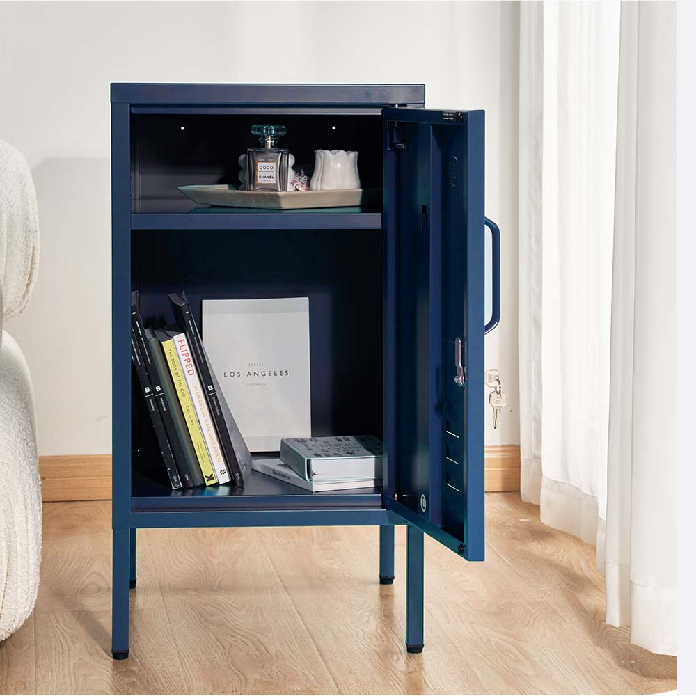 ArtissIn Metal Locker Storage Shelf Filing Cabinet Cupboard Bedside Table Blue - Newstart Furniture