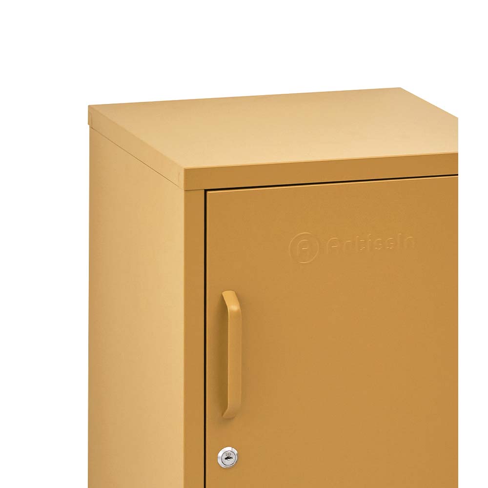 ArtissIn Metal Locker Storage Shelf Filing Cabinet Cupboard Bedside Table Yellow - Newstart Furniture