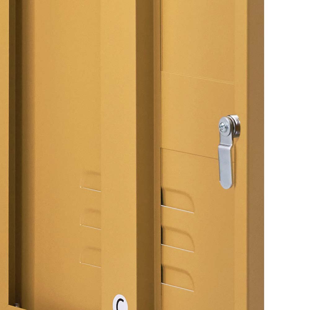 ArtissIn Metal Locker Storage Shelf Filing Cabinet Cupboard Bedside Table Yellow - Newstart Furniture