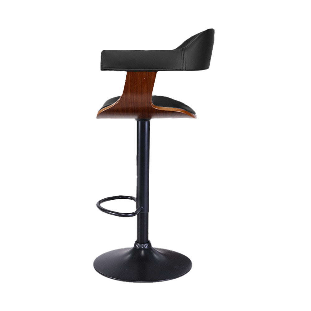 Artiss 2X Wooden Bar Stools Kitchen Swivel Gas Lift Bar Stool Chairs Leather - Newstart Furniture